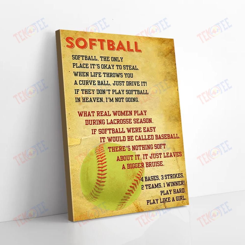 Canvas Wall Art Softball The Only Place It’S Ok To Steal Vintage Canvas Stunning� Living Room Bedroom Bathroom Home Decoration