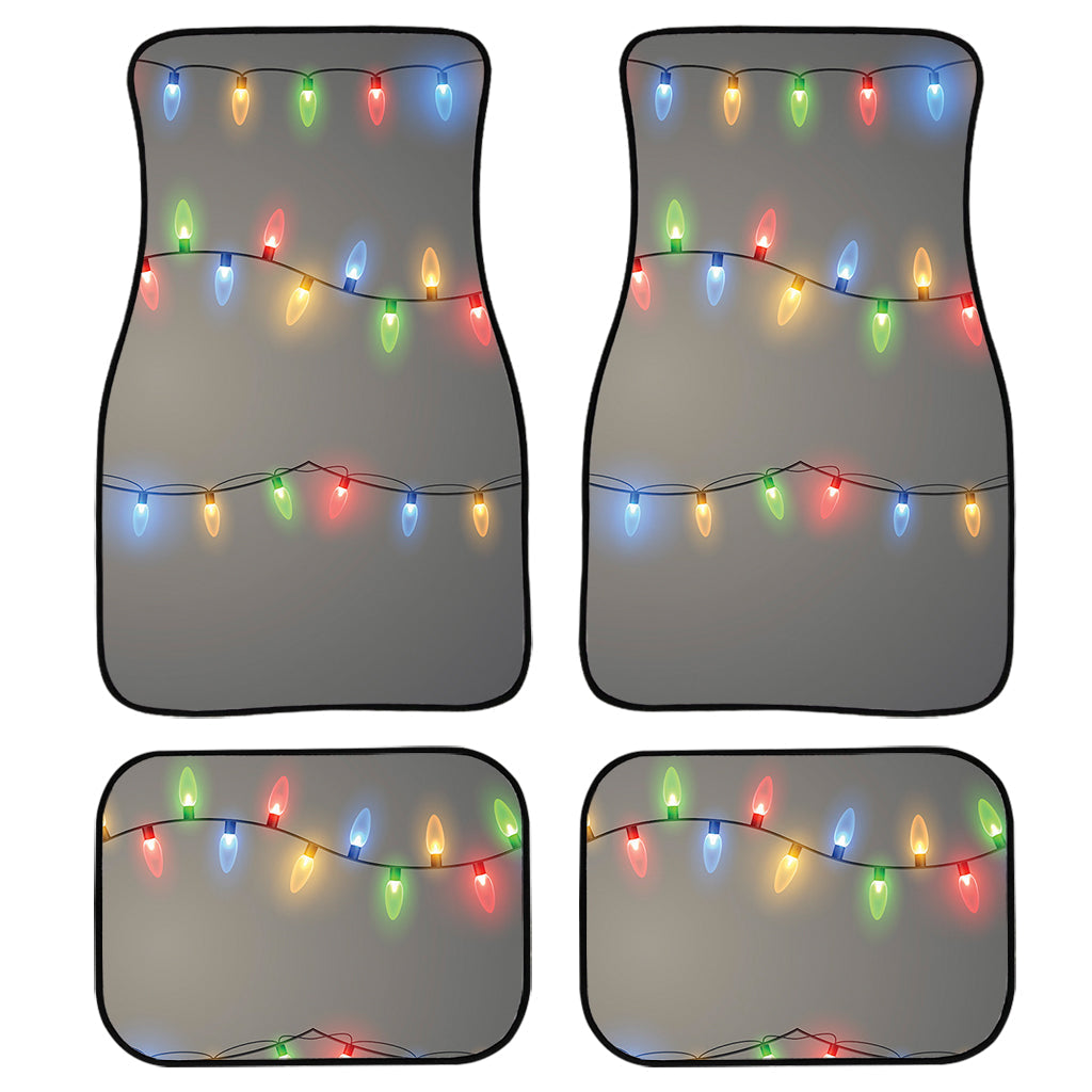 Colorful Christmas String Lights Print Front And Back Car Floor Mats, Front Car Mat