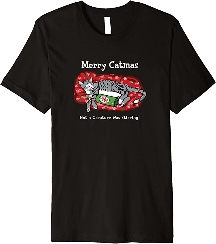 Merry Christmas Catmas Cat Lover Holiday Season Mice Kittens Premium T-Shirt