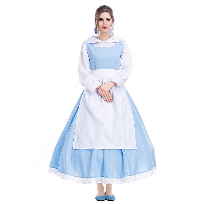 blue dress belle costume beauty and the beast adult princess southern dress halloween fancy dress costume alx