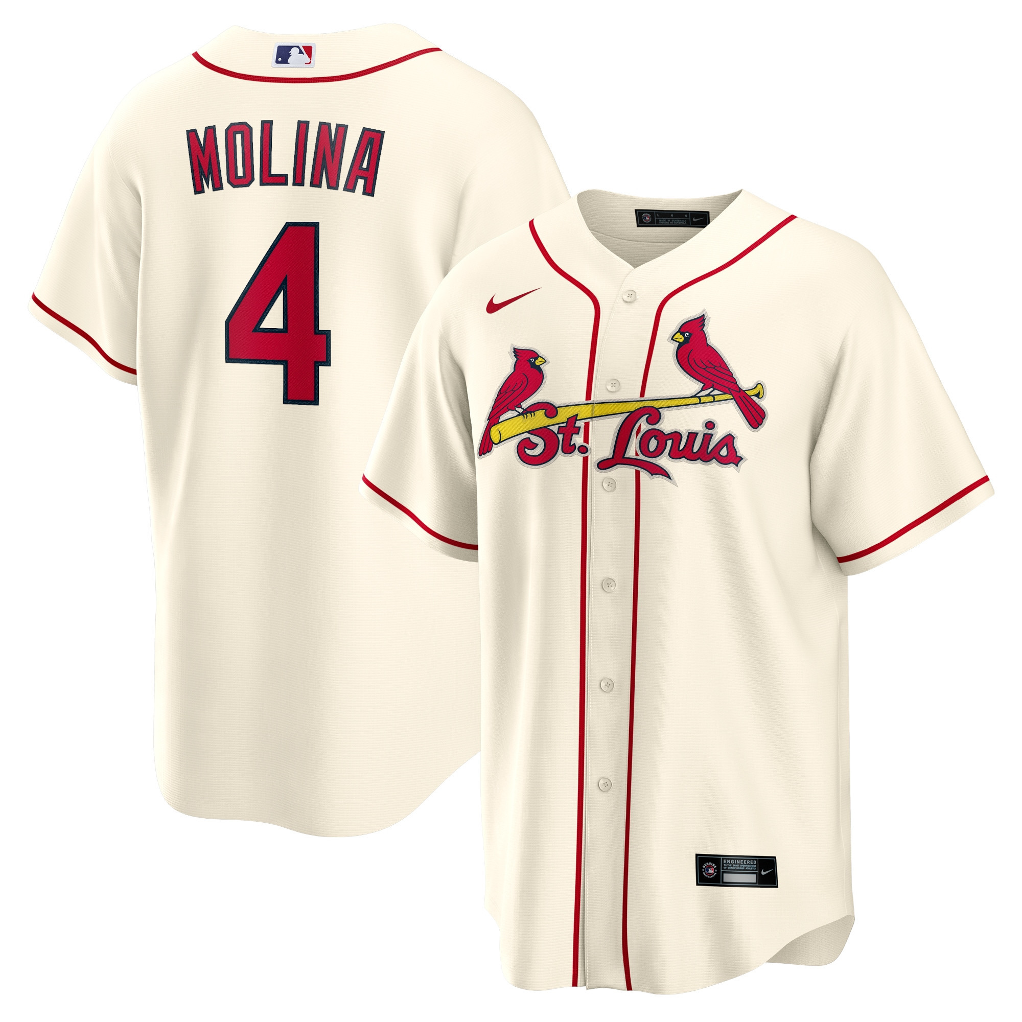 Yadier Molina St Louis Cardinals Alternate Replica Player Name Jersey Cream MLB