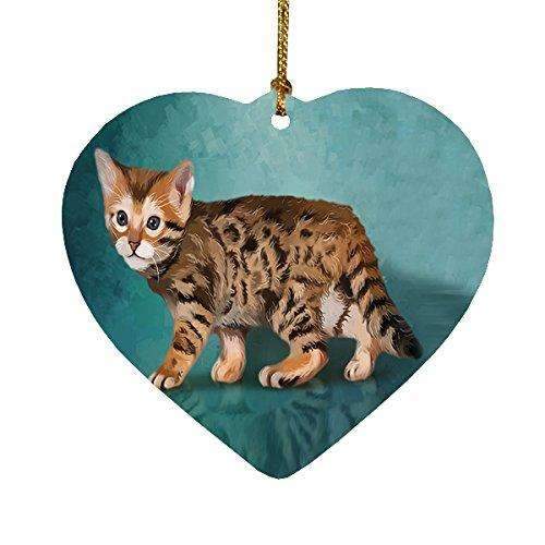 Bengal Kitten Cat Heart Christmas Ornament