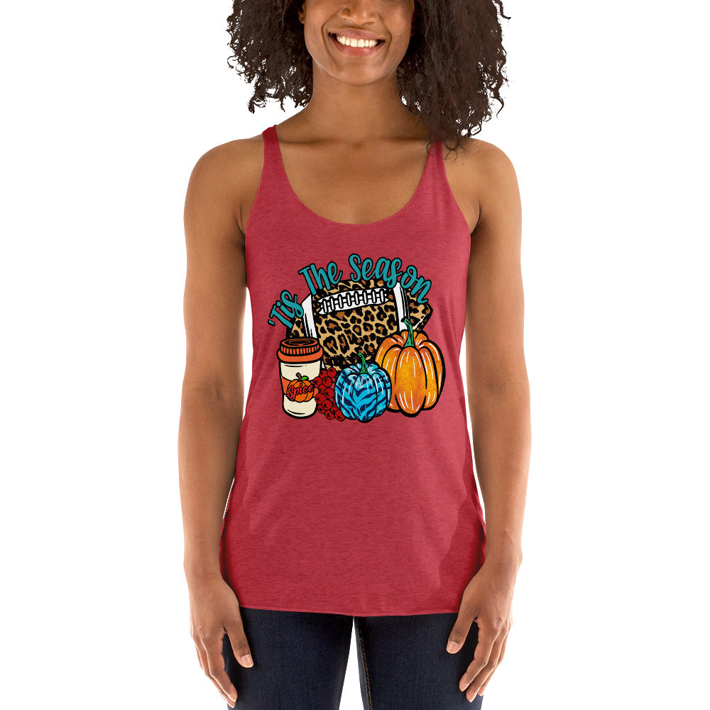 Tis The Season Leopard Football Women’S Racerback Tank