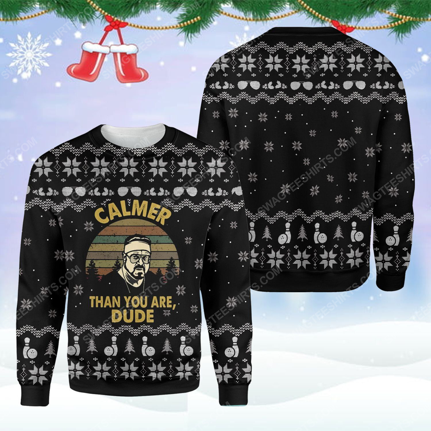 [Special Edition] The Big Lebowski Calmer Than You Are Ugly Christmas Sweater – Maria