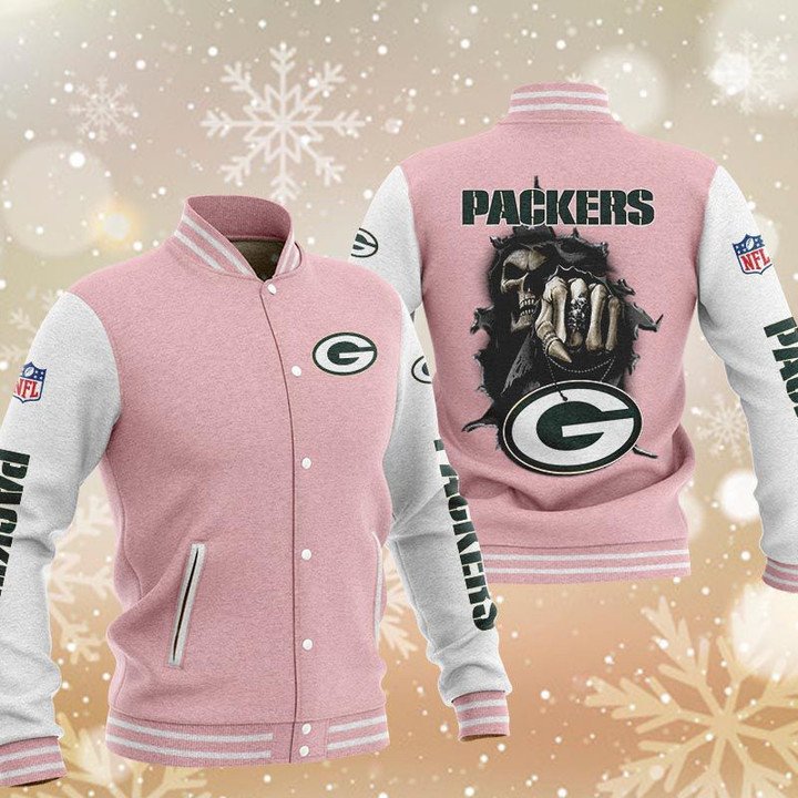 Green Bay Packers Pink Hades Boxing Baseball Jacket