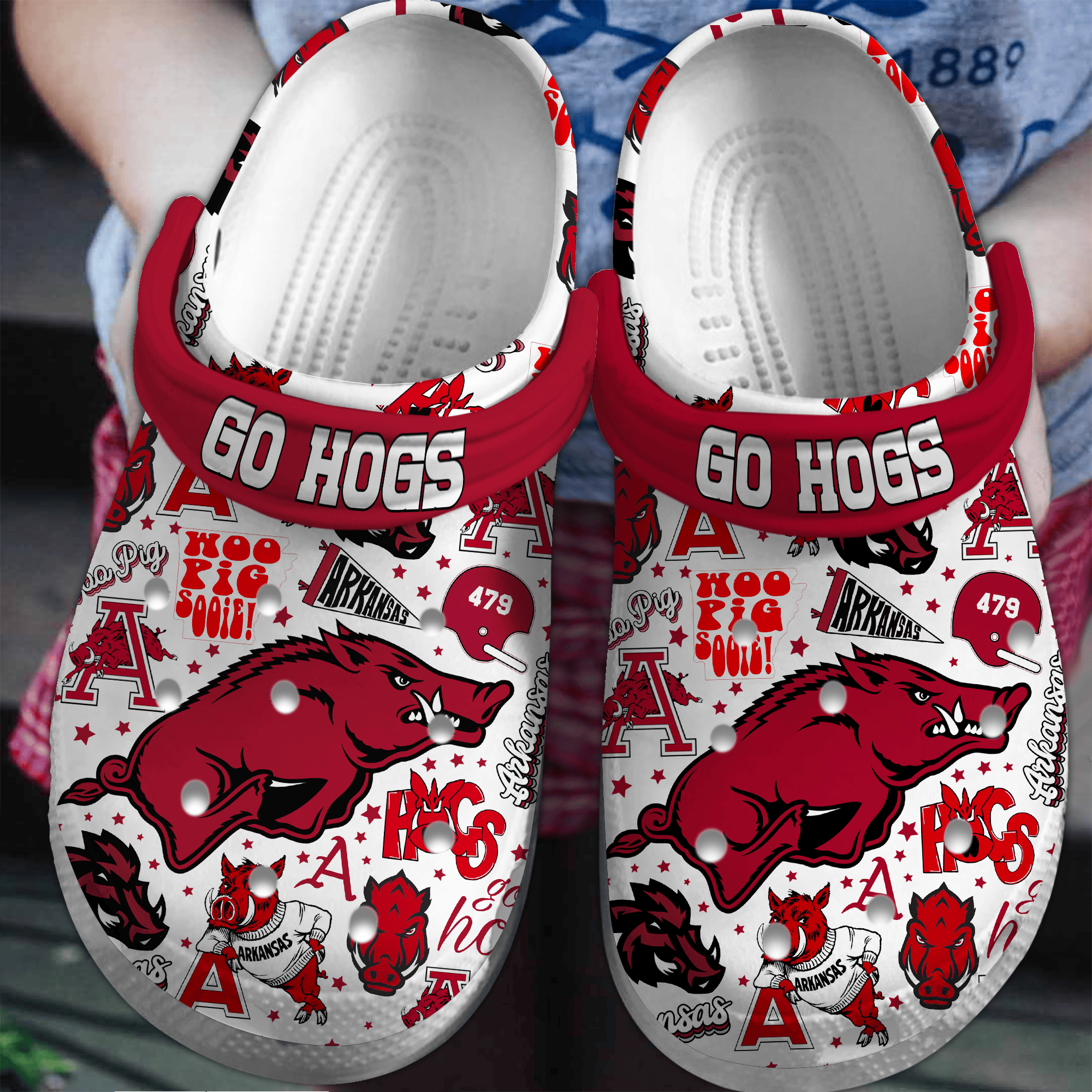 Arkansas Razorbacks NCAA Sport Crocss Crocband Clogs Shoes Comfortable For Men Women and Kids