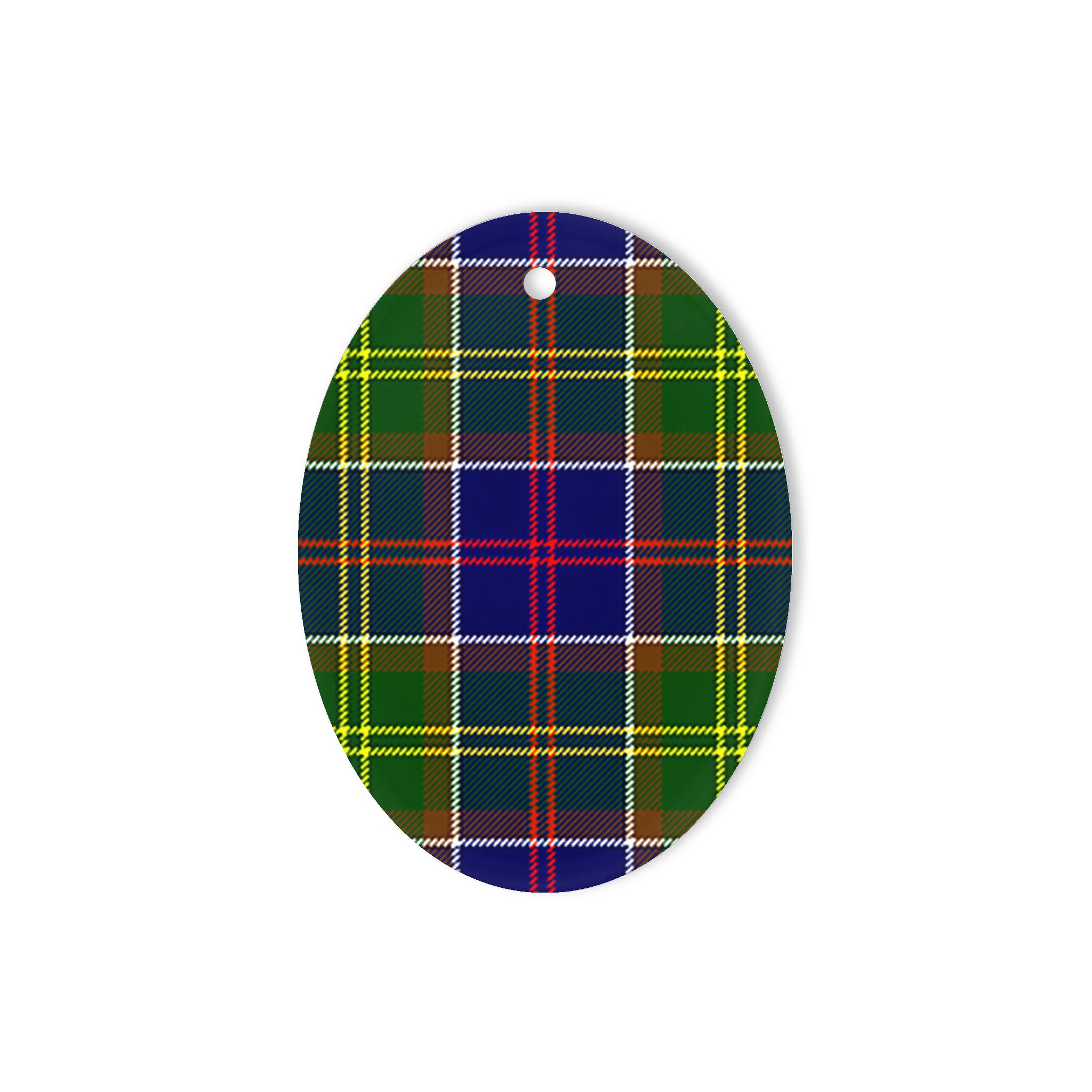 Whitelaw Modern Tartan Oval Ornaments, Christmas Tree Ornament, Plaid Christmas Ornaments, Ceramic Oval Christmas Tree Decoration