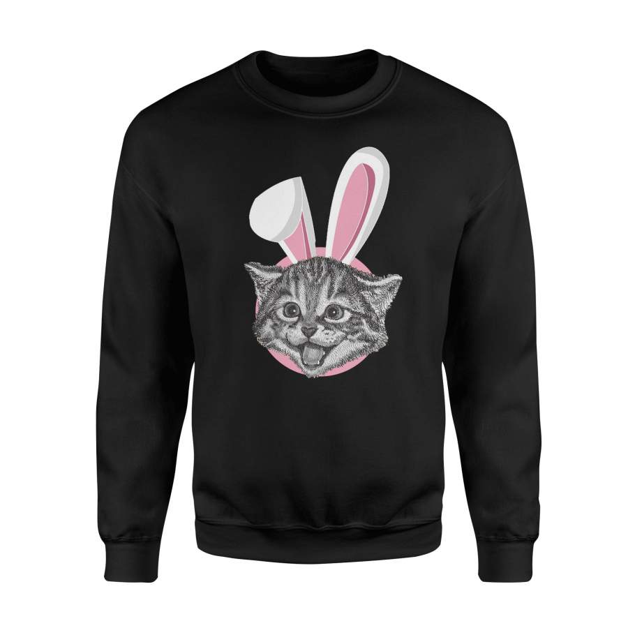 Cat With Easter Bunny Ears Funny Cute Kitten Lover Sweatshirt