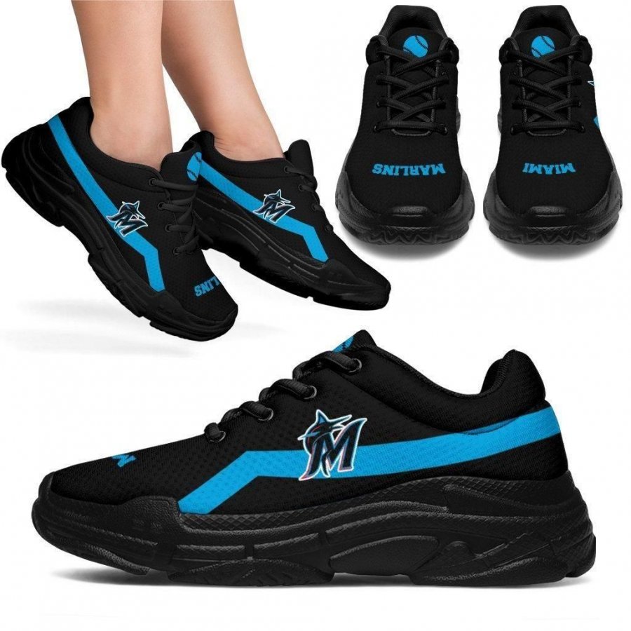 Edition Chunky Sneakers With Line Miami Marlins Shoes #552