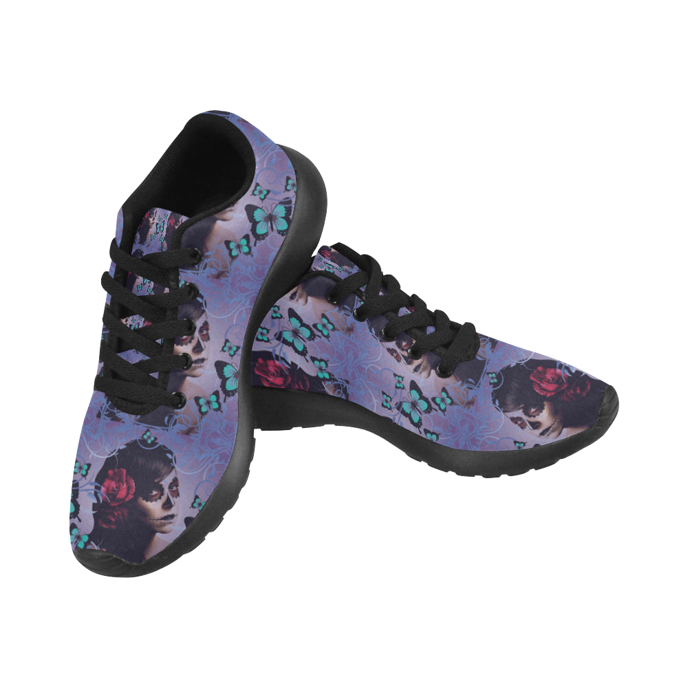 Sugar Skull Candy Black Sneakers for Women