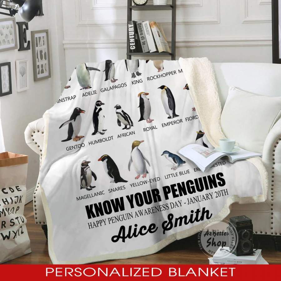 Personalized Know Your Penguins Blanket