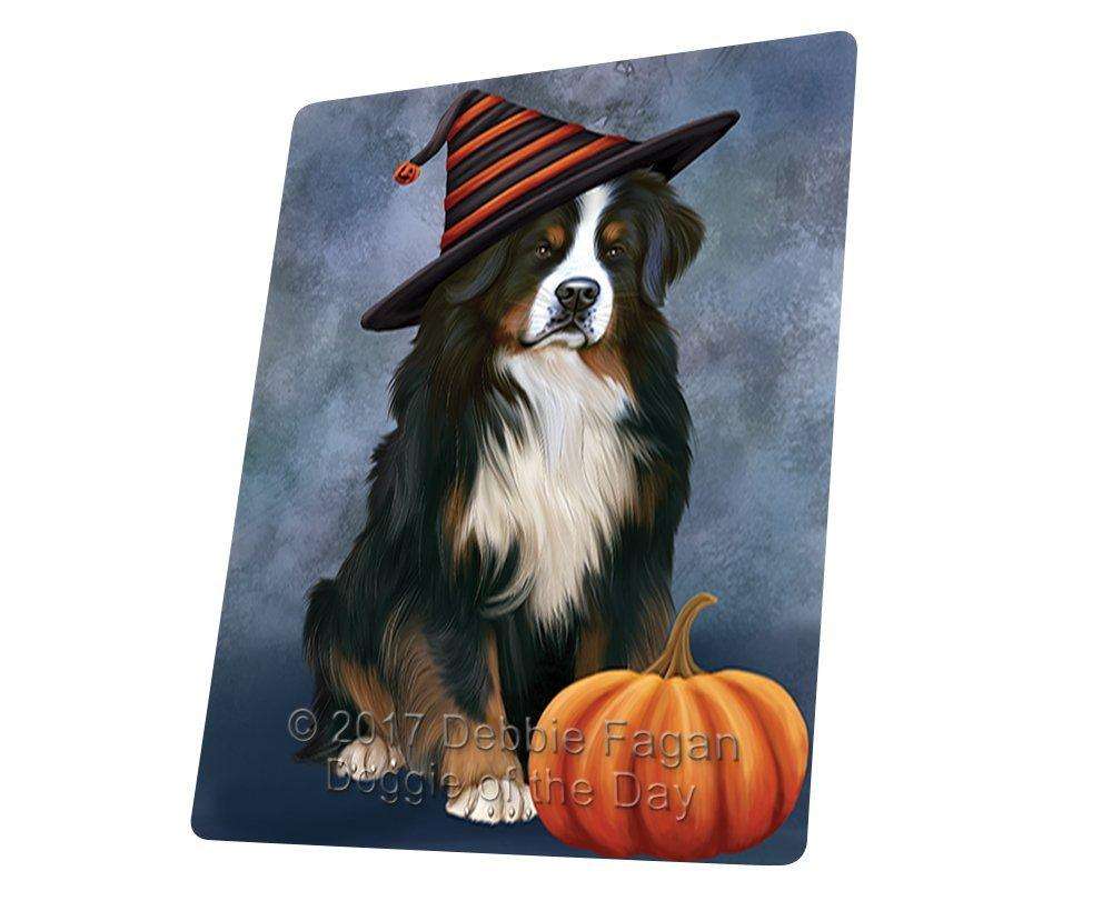 Happy Halloween Bernese Mountain Dog Wearing Witch Hat With Pumpkin Art Portrait Print Woven Throw Sherpa Plush Fleece Blanket D006