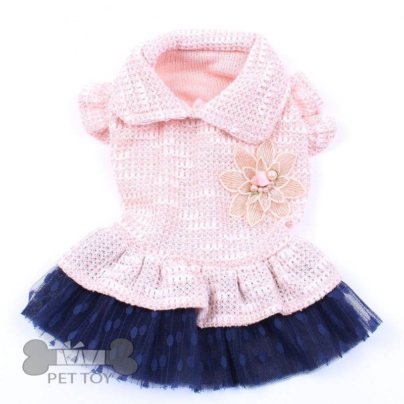 Princess Dog Cat Dress Pet Sweater T-Shirt Flowers Dress Pet Puppy Fluffy Skirt Autumn Winter Clothes Apparel