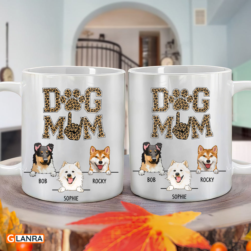 Dog Mom Leopard Personalized Mug