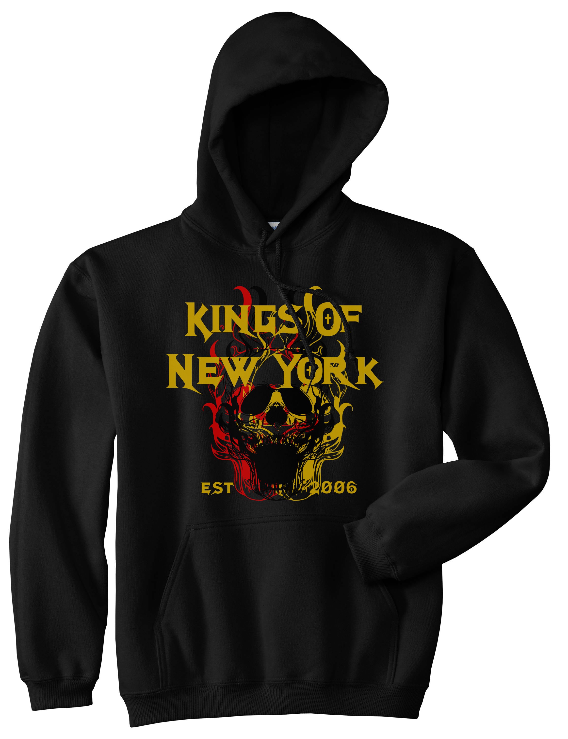 Kings Of New York Burning Skulls Mens Pullover Hoodie