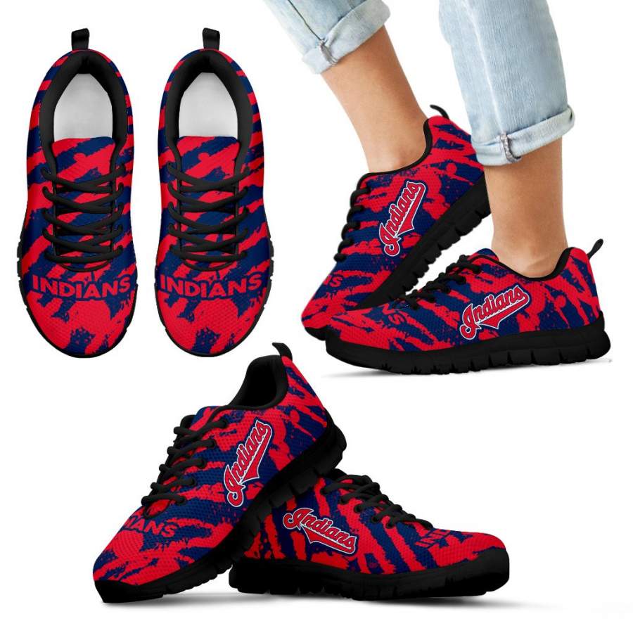 Stripes Pattern Print Cleveland Indians Sneakers