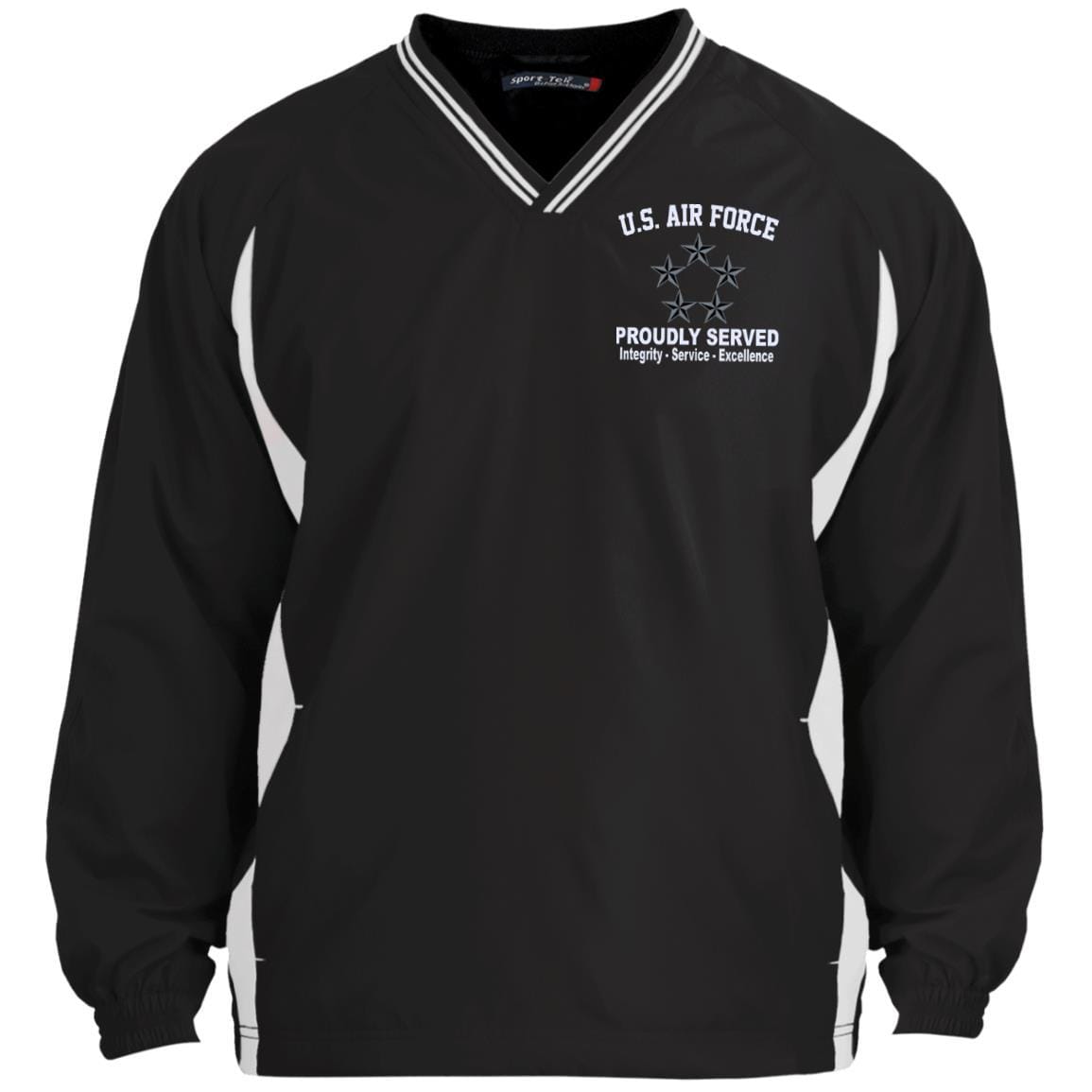 US Air Force O-10 General of the Air Force GAF O10 General Officer Core Values Embroidered Sport-Tek Tipped V-Neck Windshirt