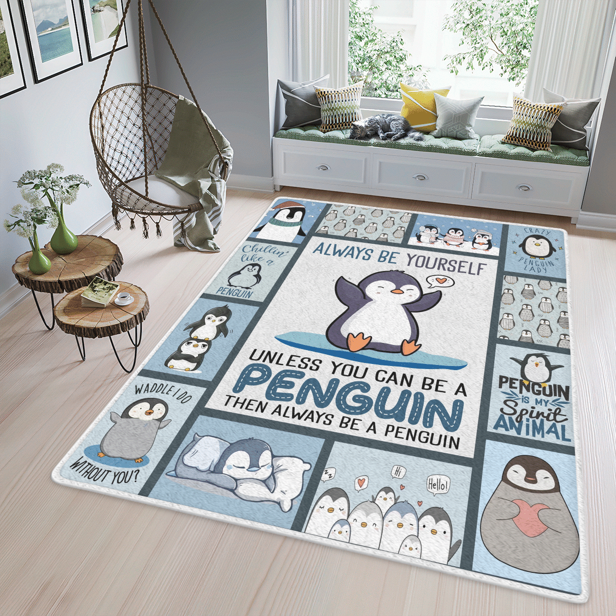 Wooni Penguin Love Area Rug Rectangle Rug Wn131163