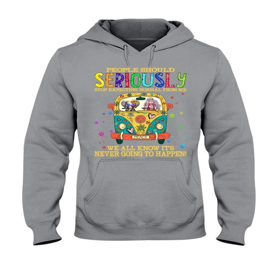 Hippie Girl And Elephant Seriously Stop Expecting Normal From Me Hoodie