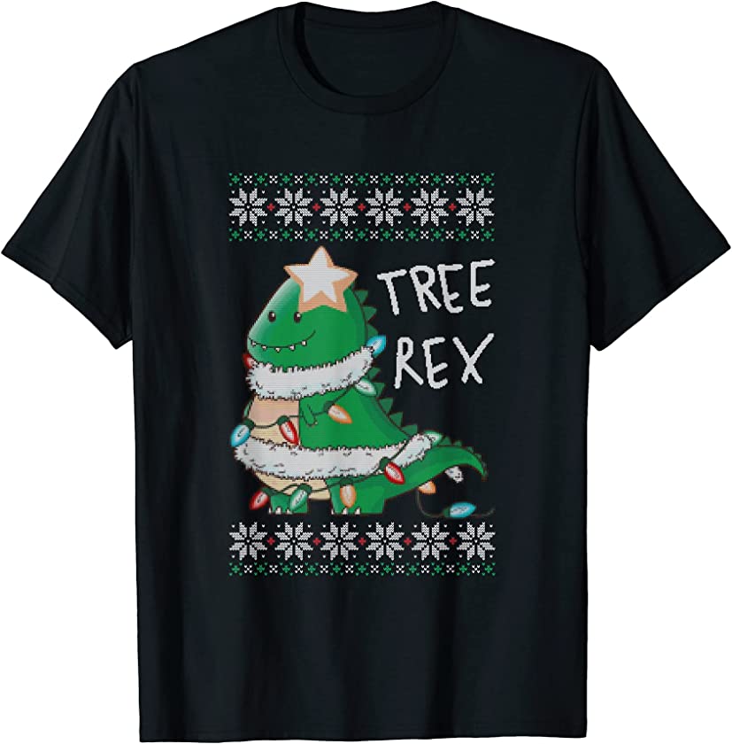 Tree Rex Dinosaur Merry Christmas Ugly Christmas Sweater T-Shirt