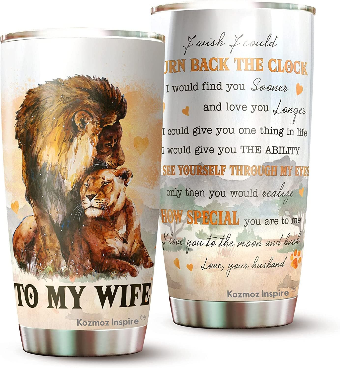 Wife Tumbler  To My Wife Lion Couple Tumbler 20 Oz Gifts – Wife Travel Coffee Mug – Tumbler 20 Oz Gifts For Wife Her Womens Day Wifes Birthday Aniversary Mothers Day