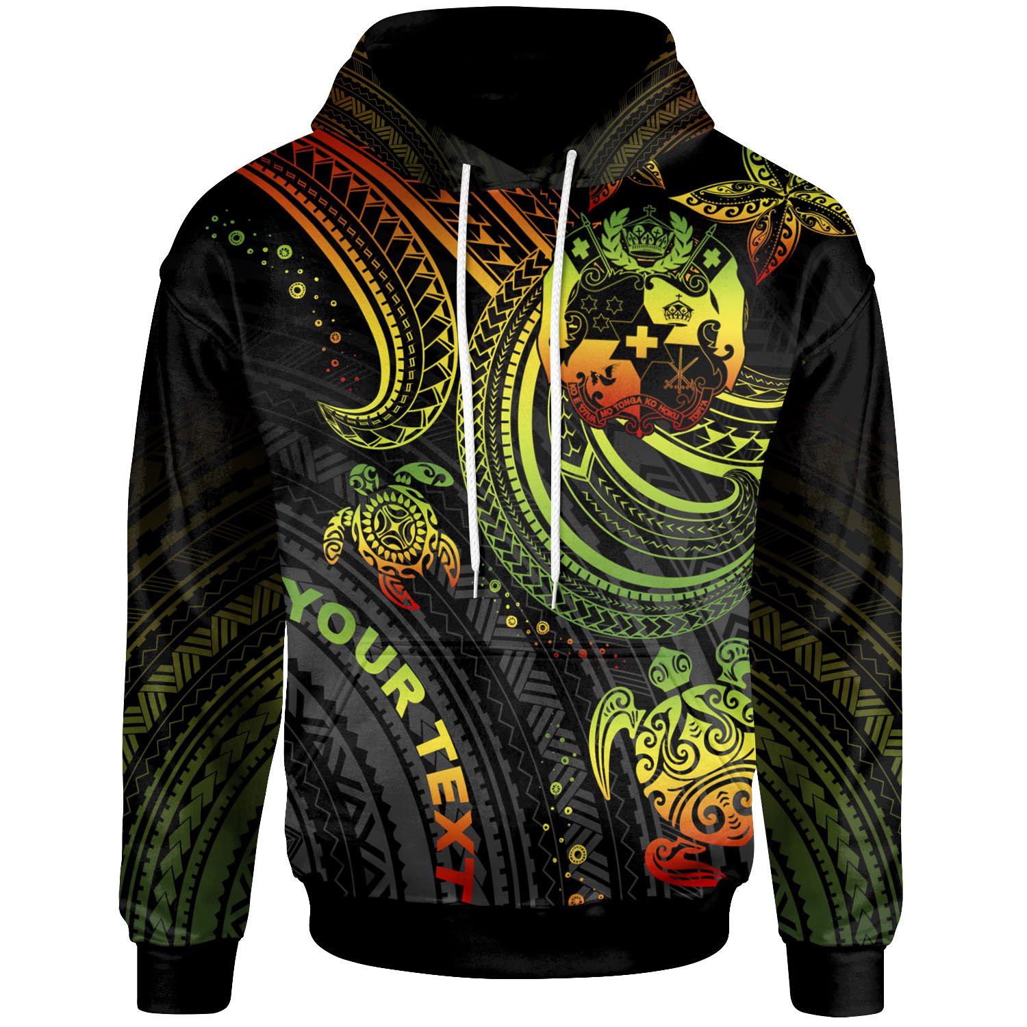 Tonga Custom Personalised Hoodie – Reggae Turtle – BN26