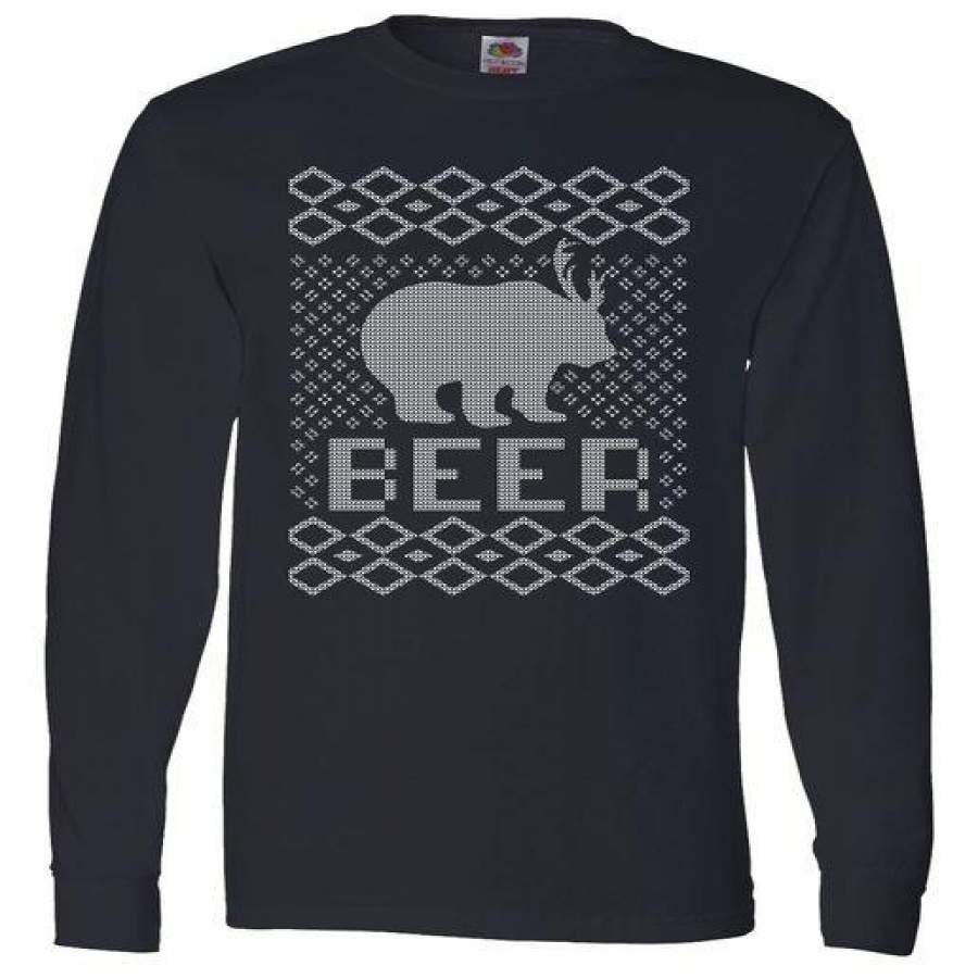 Beer Deer Hunting Ugly Christmas Long Sleeve Shirt