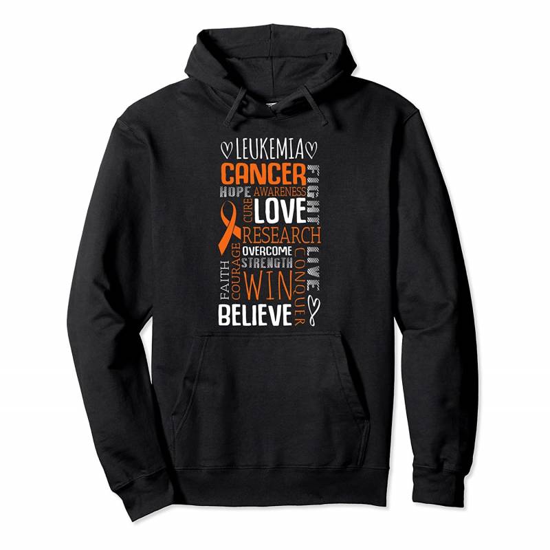 Word Cloud Leukemia Cancer Awareness Ribbon Gifts Pullover Hoodie