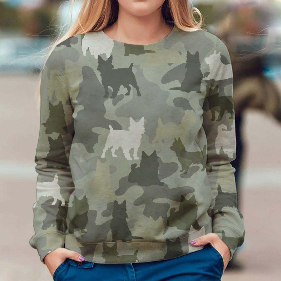 Australian Terrier – Camo – Premium Dog Christmas Ugly Sweatshirt, Dog Ugly Sweater