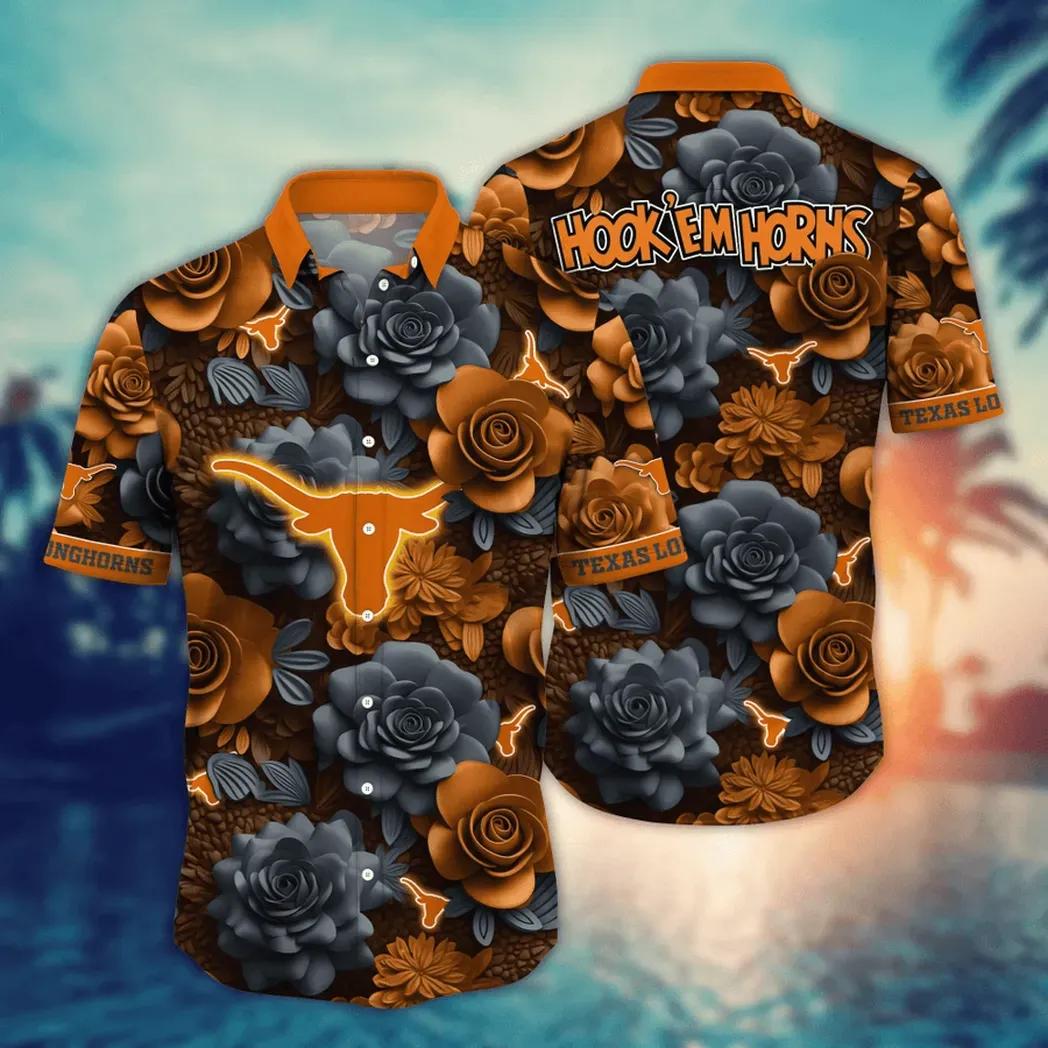 Texas Longhorns Ncaa Flower Aloha Hawaiian Shirt 7, Ncaa Hawaiian Shirt