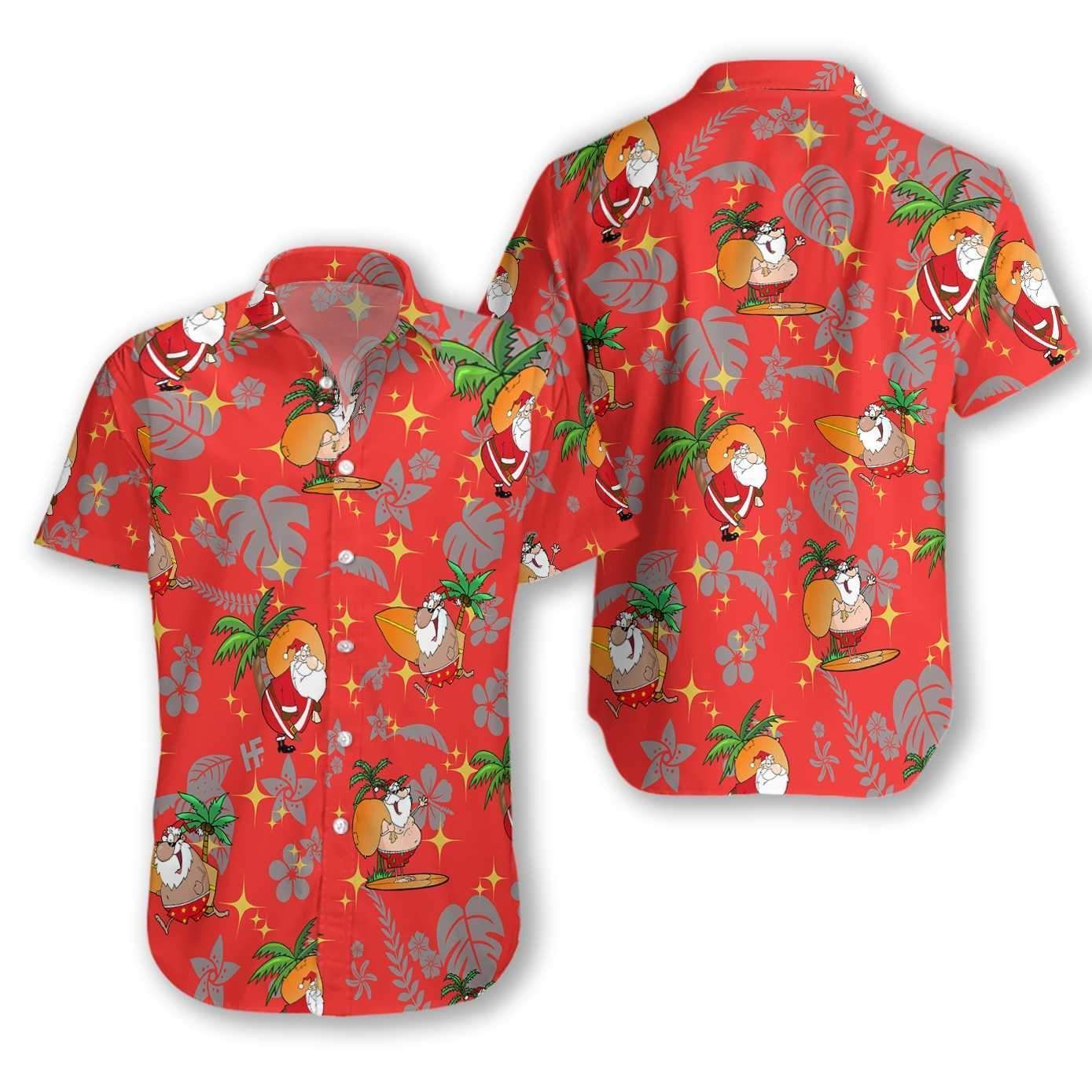 Shop Funny Santa Red Hawaii Aloha Shirts Ha18596