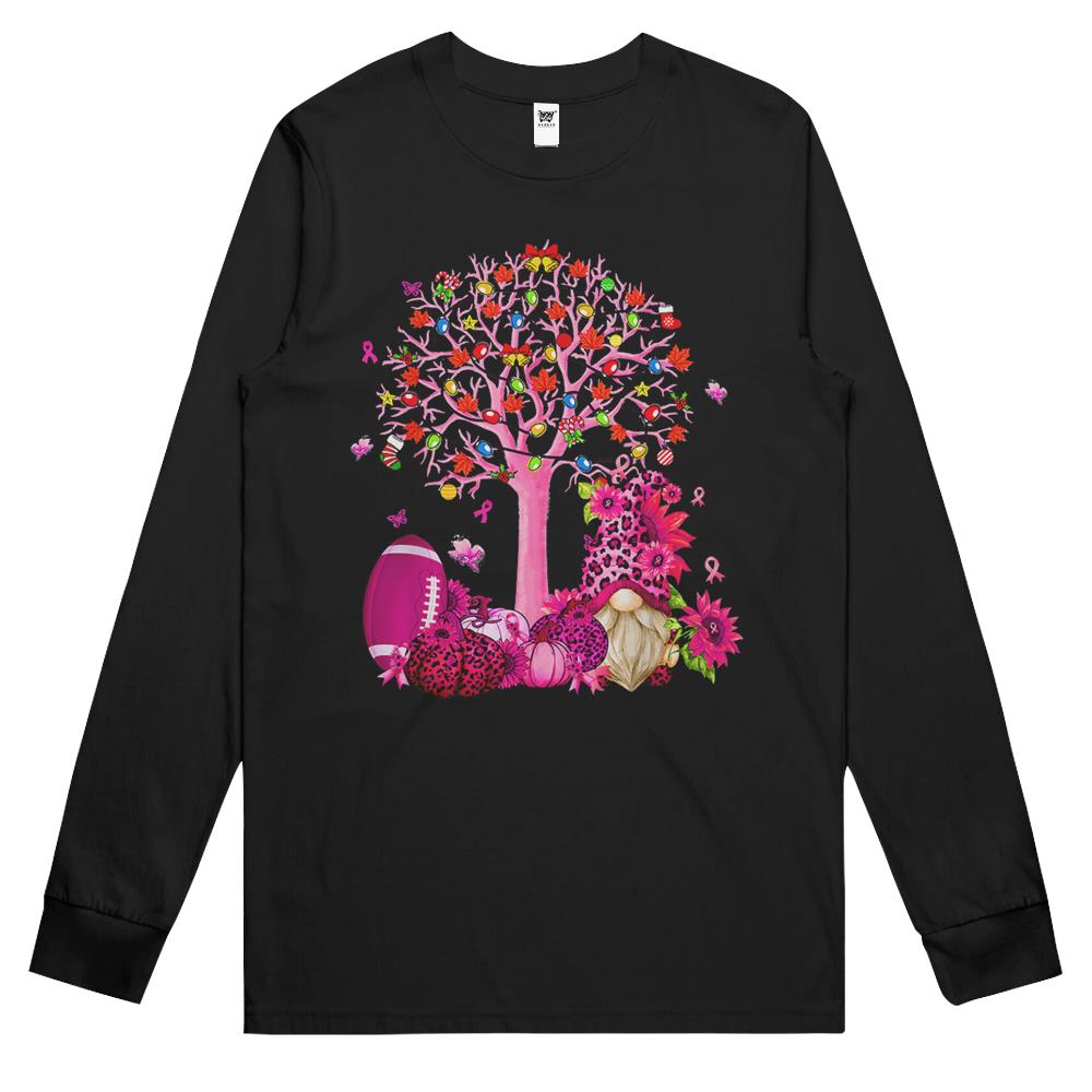 In October We Wear Pink Gnome Breast Cancer Awareness Long Sleeve T Shirts