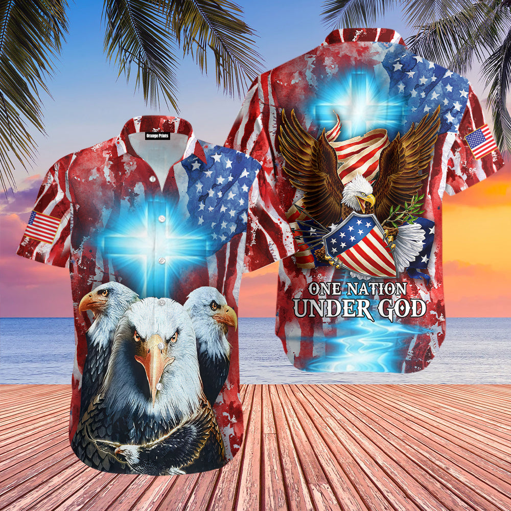 Memorial Day One Nation Under God Eagle Hawaiian Shirt – For Men And Women