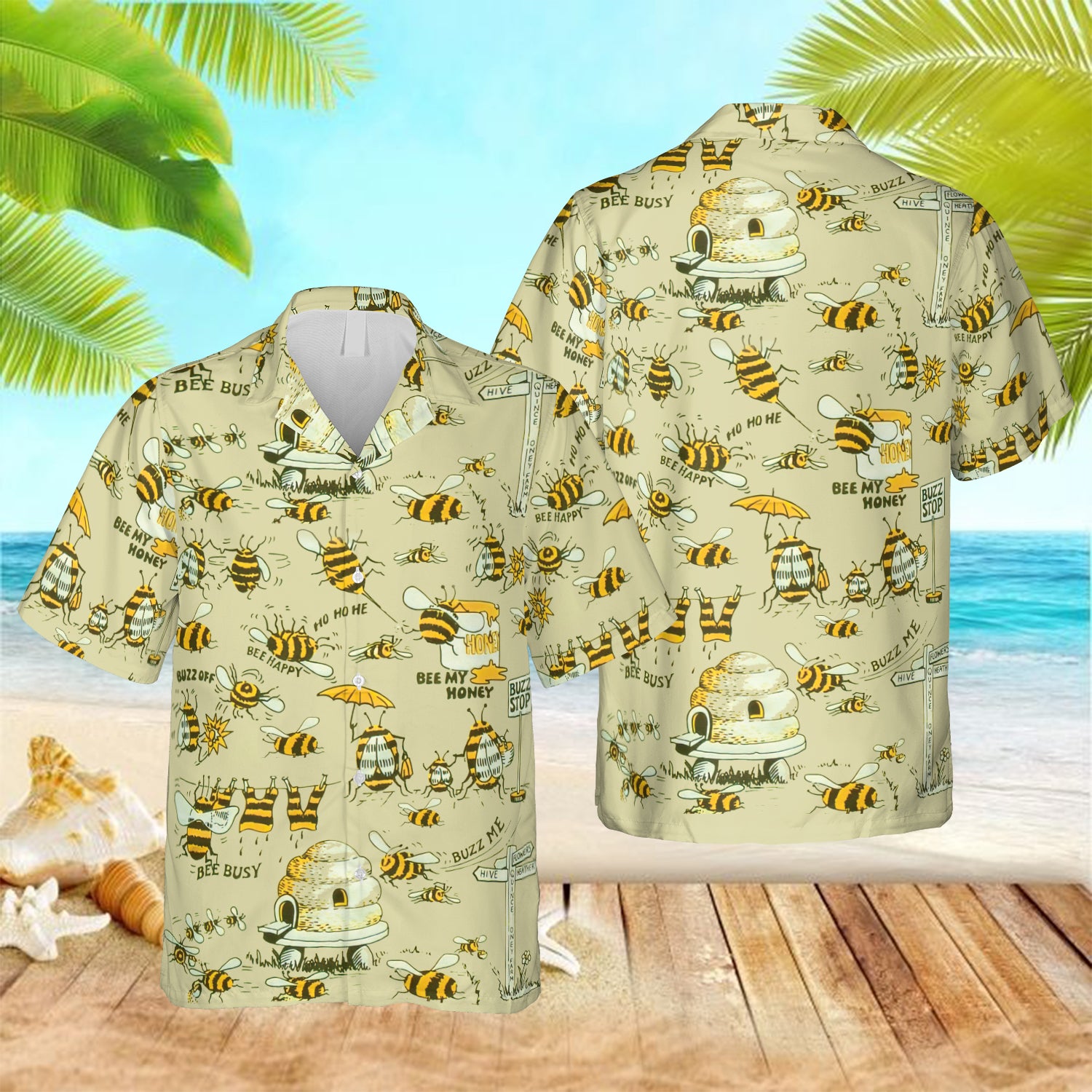 Funny Bee Icon Hawaii Vintage Shirt For Men Ha6055