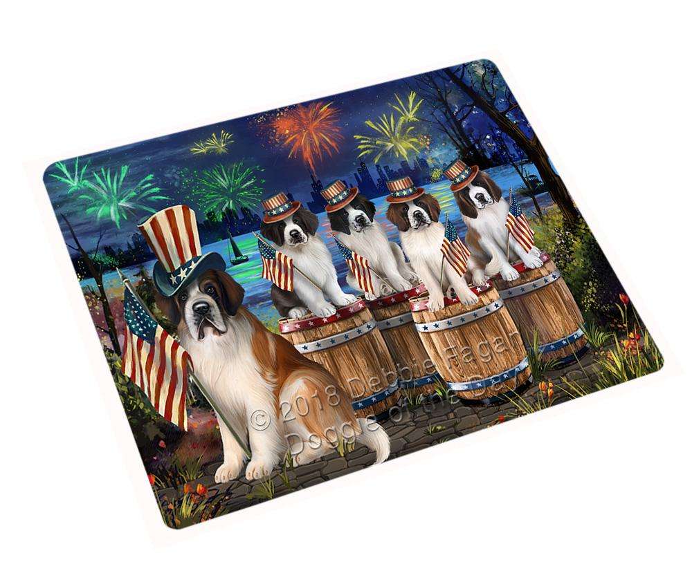 4Th Of July Independence Day Fireworks Saint Bernards At The Lake Blanket Blnkt75531