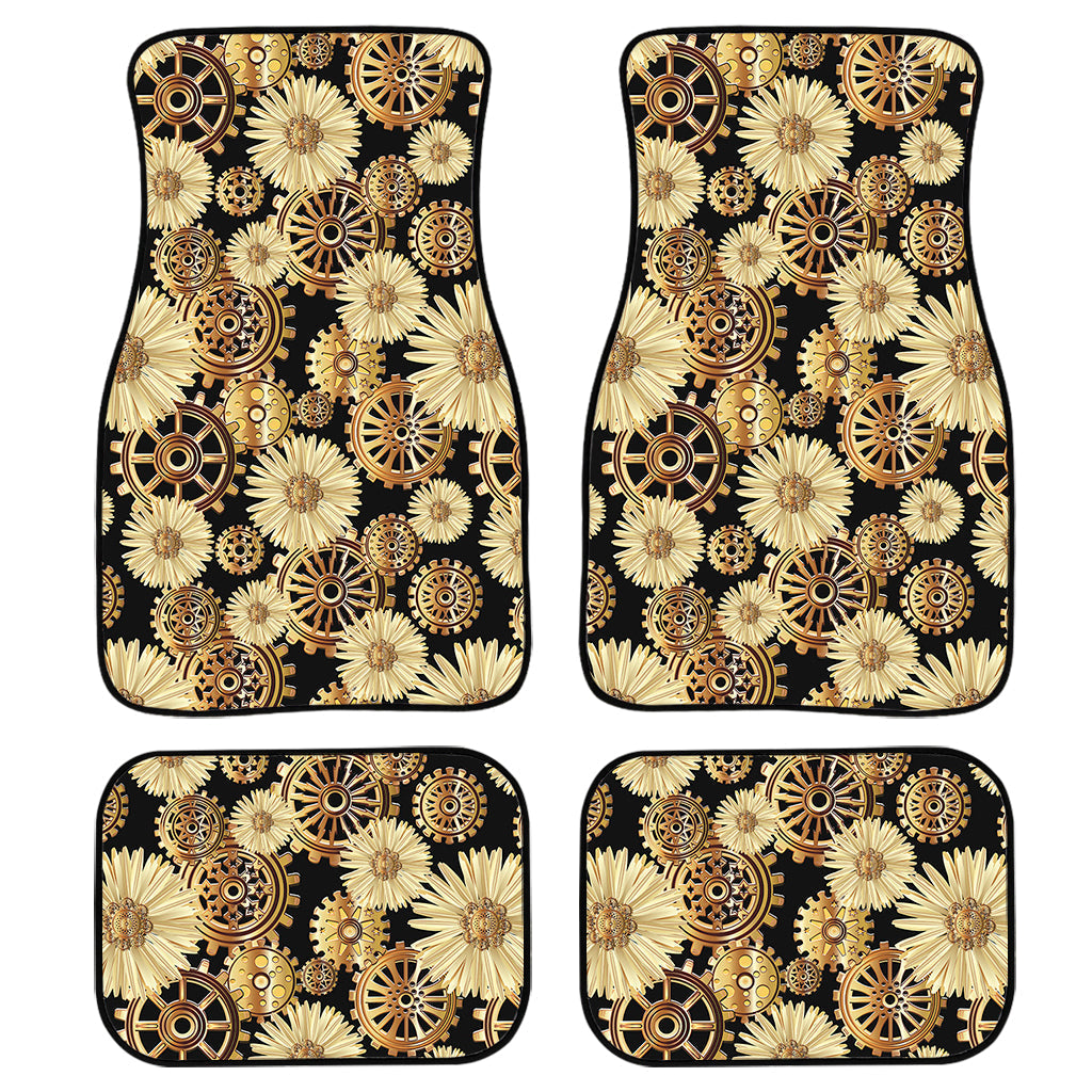 Steampunk Chamomile Pattern Print Front And Back Car Floor Mats, Front Car Mat