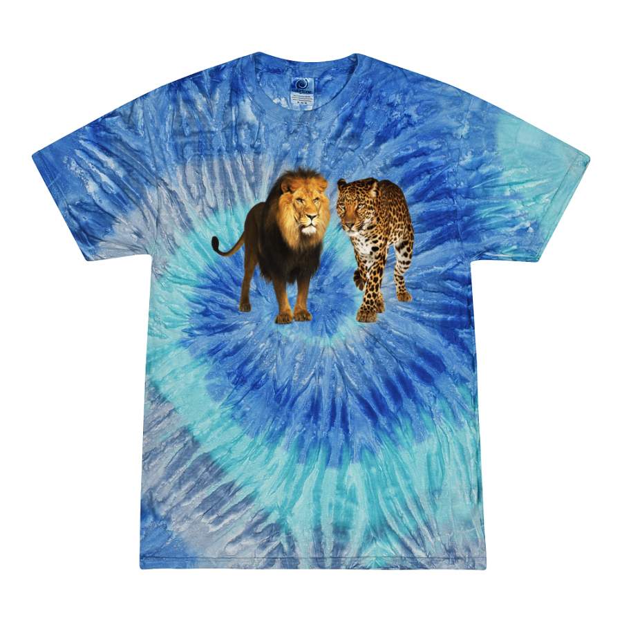 Wild African Lion and Cheetah Animal Lover Tie-Dye T-Shirt