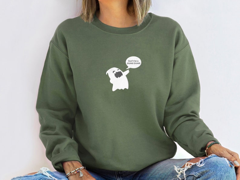 Funny Ghost Halloween Embroidered Sweatshirt 2D Crewneck Sweatshirt All Over Print Sweatshirt For Women Sweatshirt For Men Sws3690