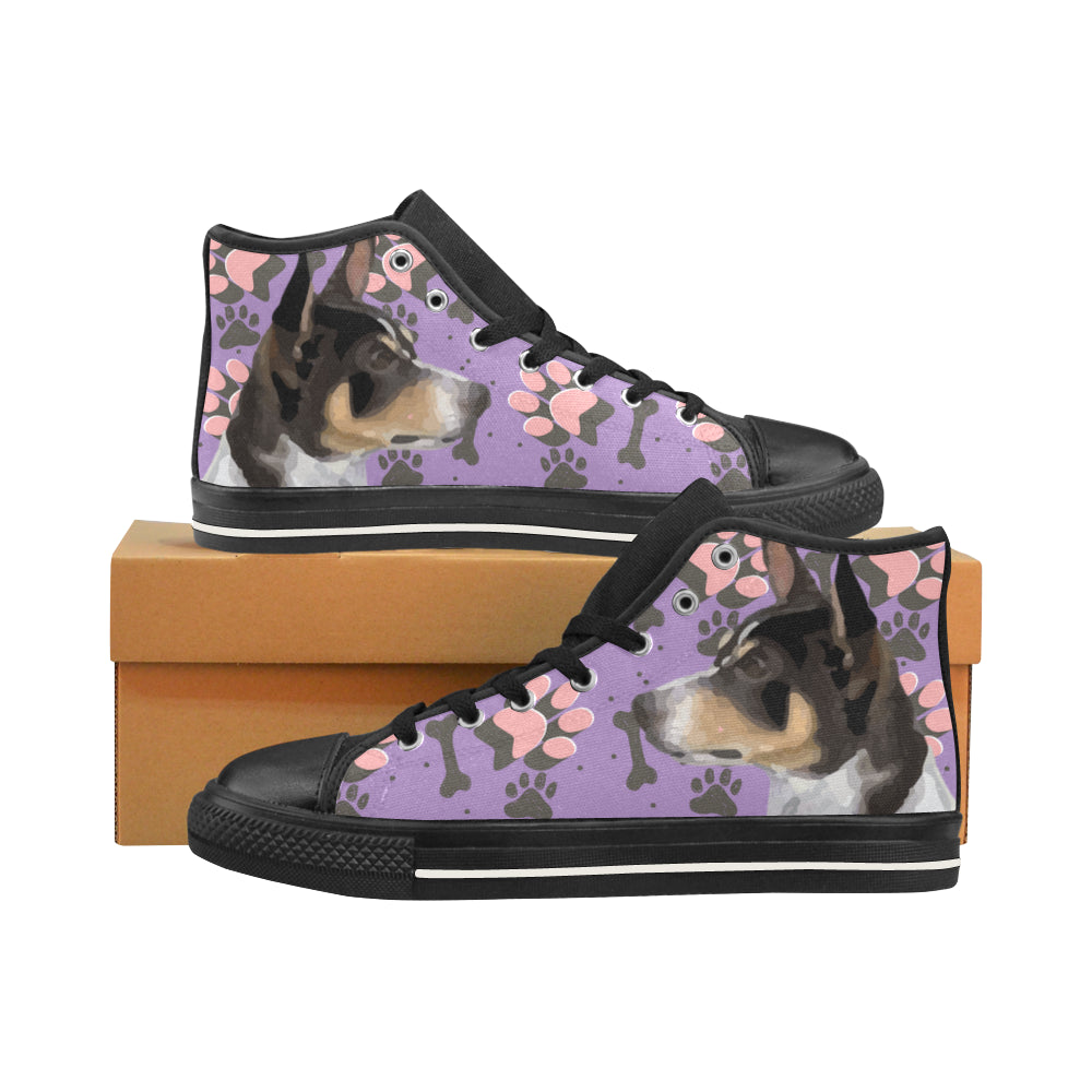 Rat Terrier Black Men’s Classic High Top Canvas Shoes /Large Size