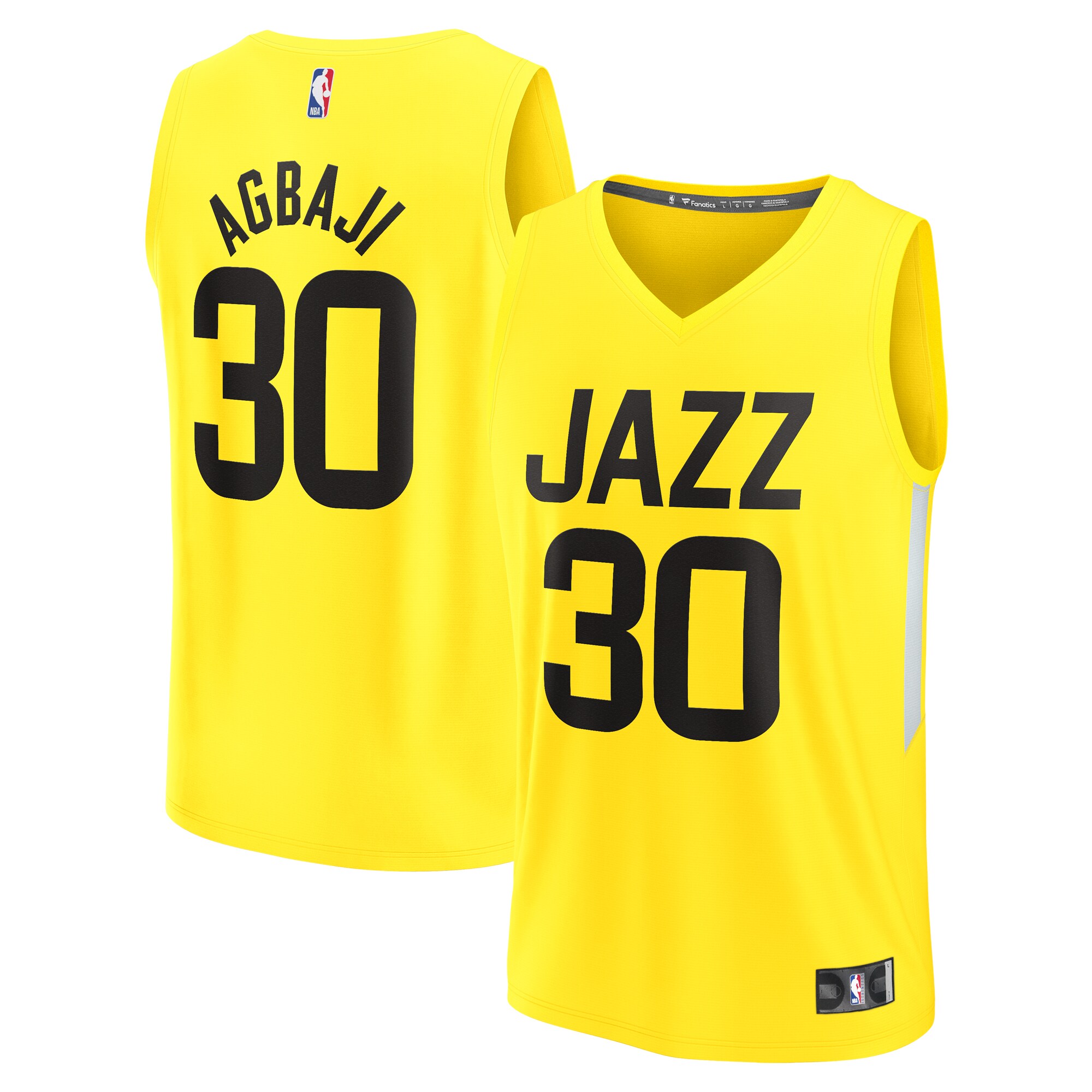 Ochai Agbaji Utah Jazz Youth Fast Break Player Jersey – Icon Edition – Yellow