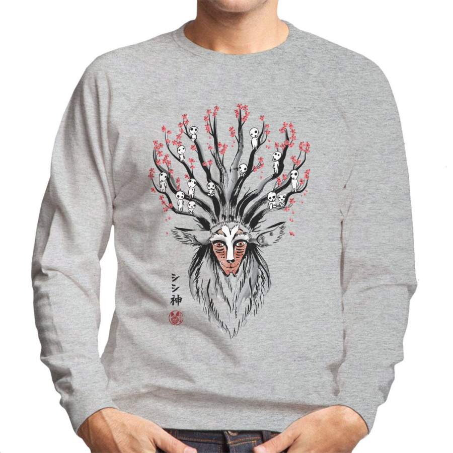 Princess Mononoke The Deer God Sumi E Men’s Sweatshirt