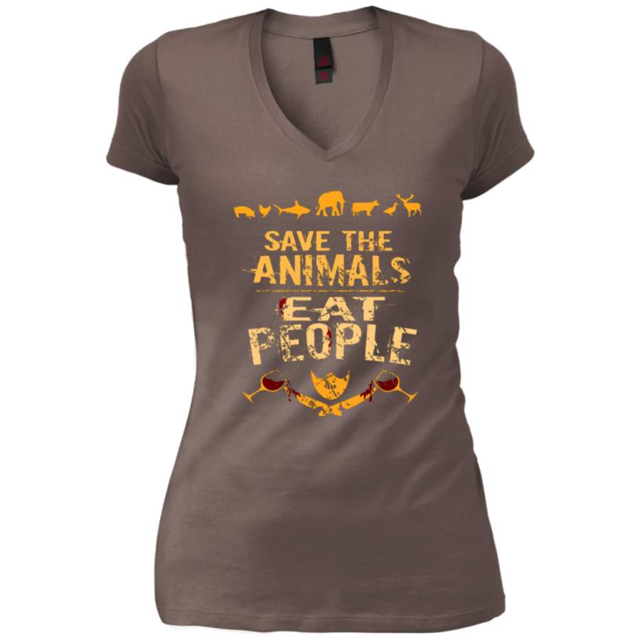 save the animals, EAT PEOPLE 4 V-Neck T-Shirt