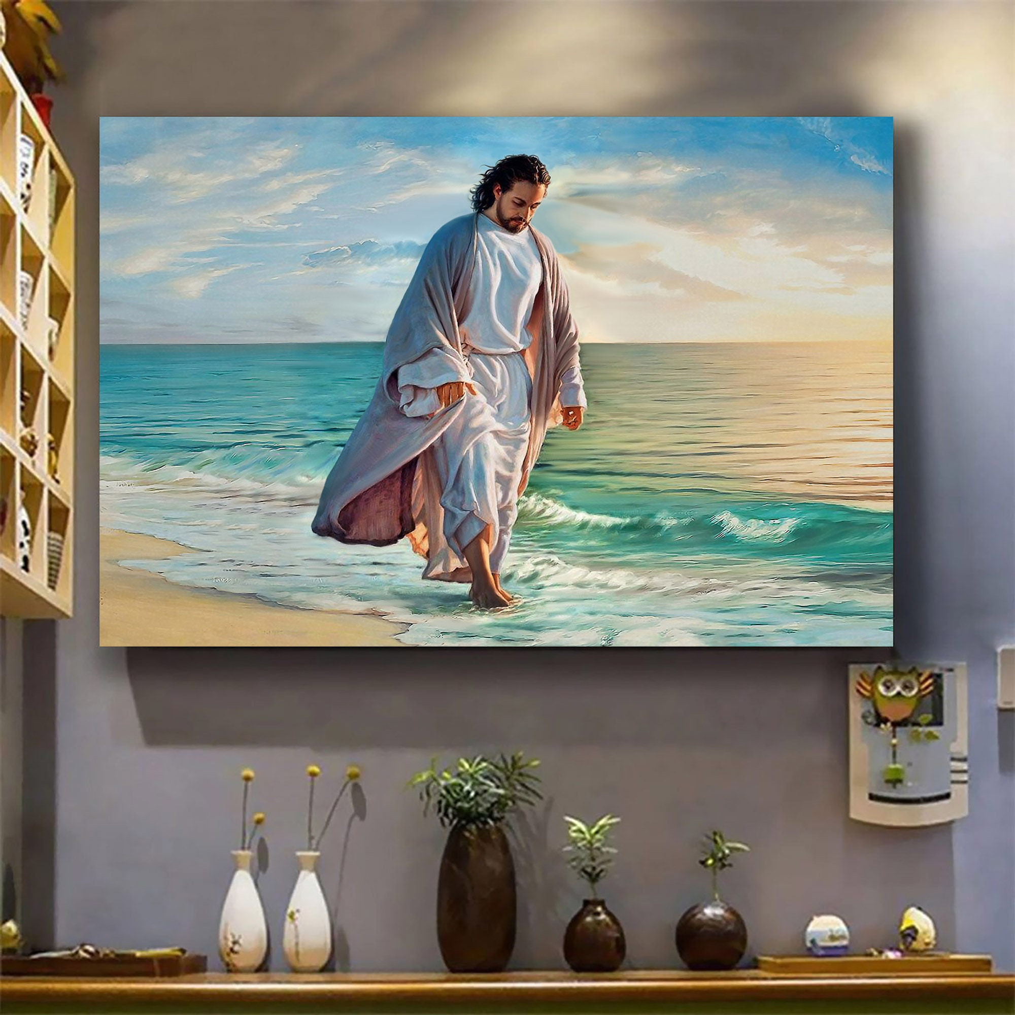 Jesus Walks On The Beach Be Still My Soul Canvas, | Communion Gift | Jesus Canvas, – New Year Gift, Christmas Gift