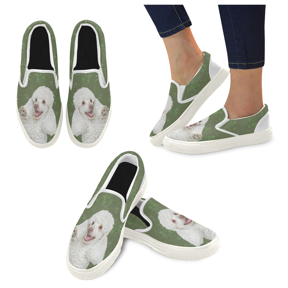 Poodle Lover White Women’s Slip-on Canvas Shoes