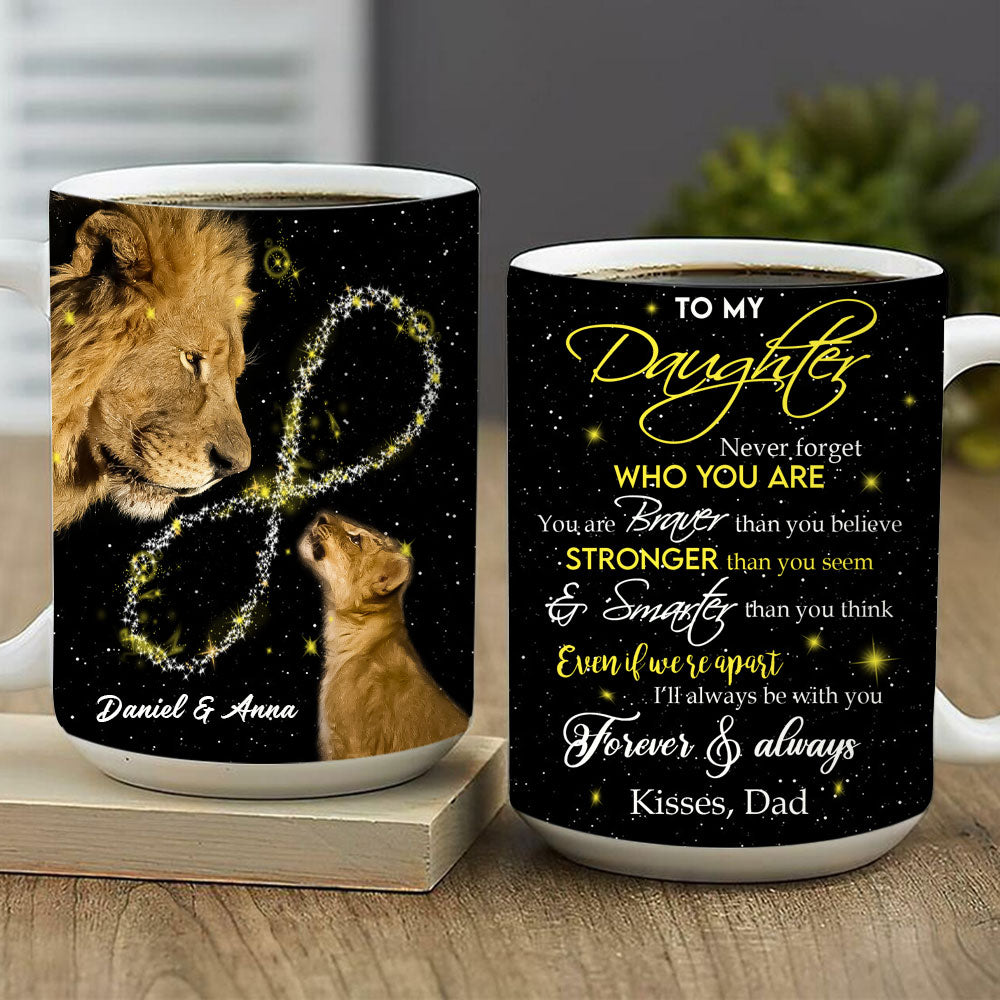 To My Daughter And Son Lion Dad Never Forget Who You Are Infinity Love Personalized Mug