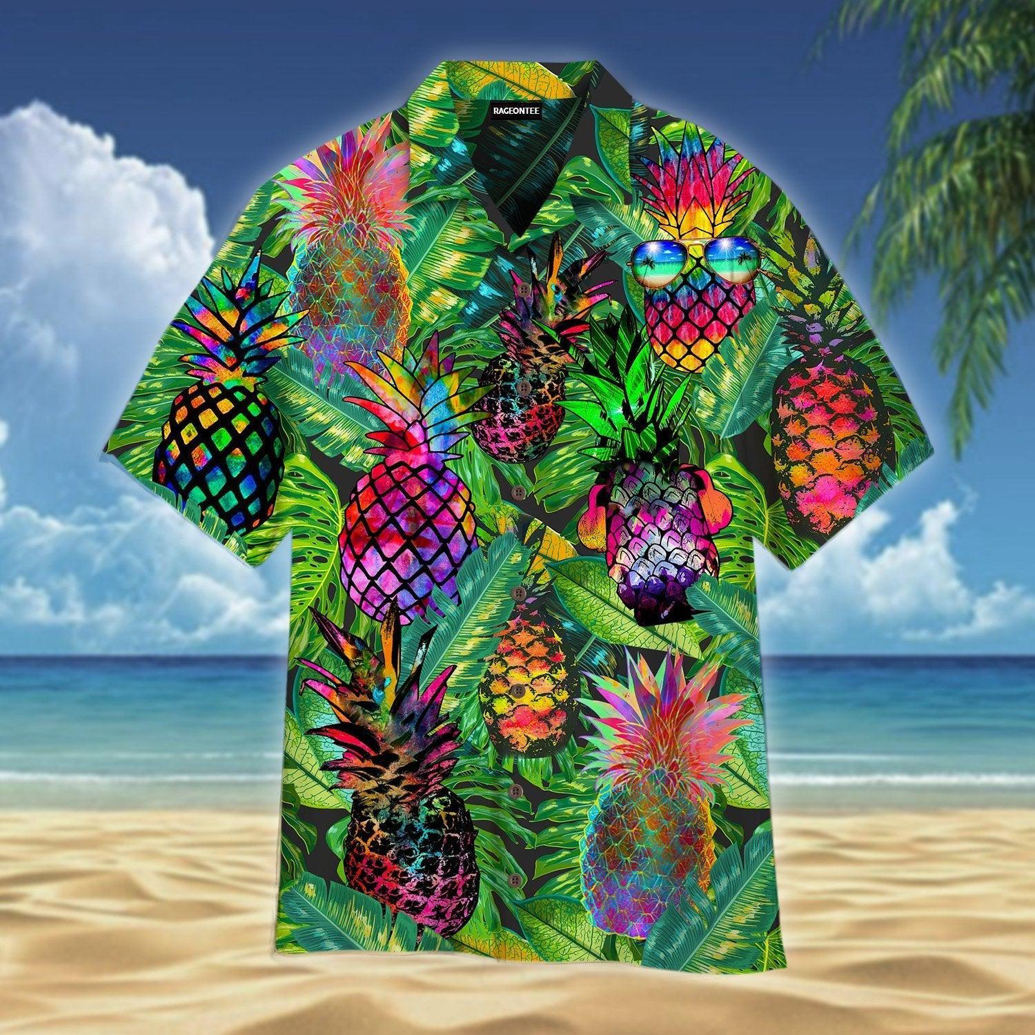 Fresh Fruit Pineapple Peace Life Colorful Hawaii Shirt For Men And Women Ha22106