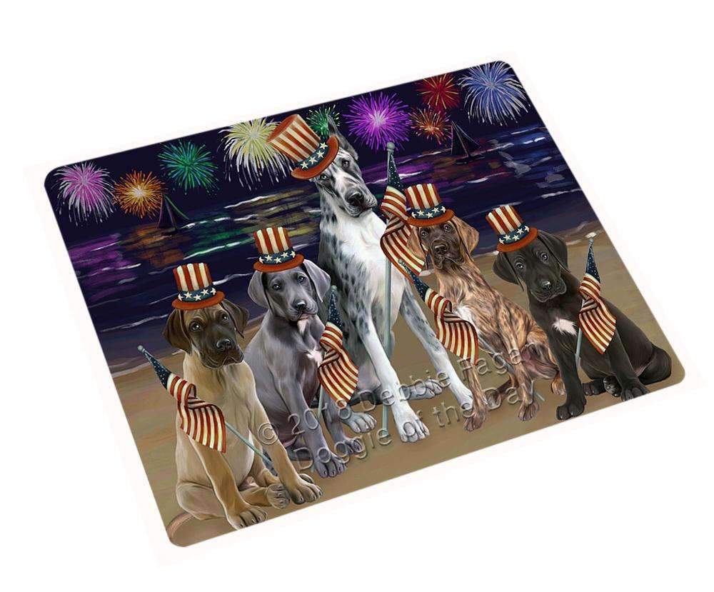 4Th Of July Independence Day Firework Great Danes Dog Blanket Blnkt55821 (37X57 Sherpa)