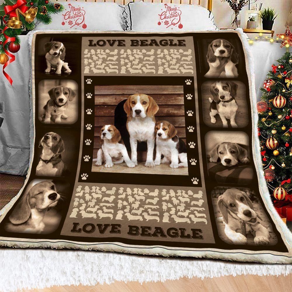 Beagle Cute Family Love Dog Pattern Fleece Blanket, Sherpa Blanket, Gift For Parent, Family Member, Friends Gift, Christmas Gift, Home Decor, Home Living