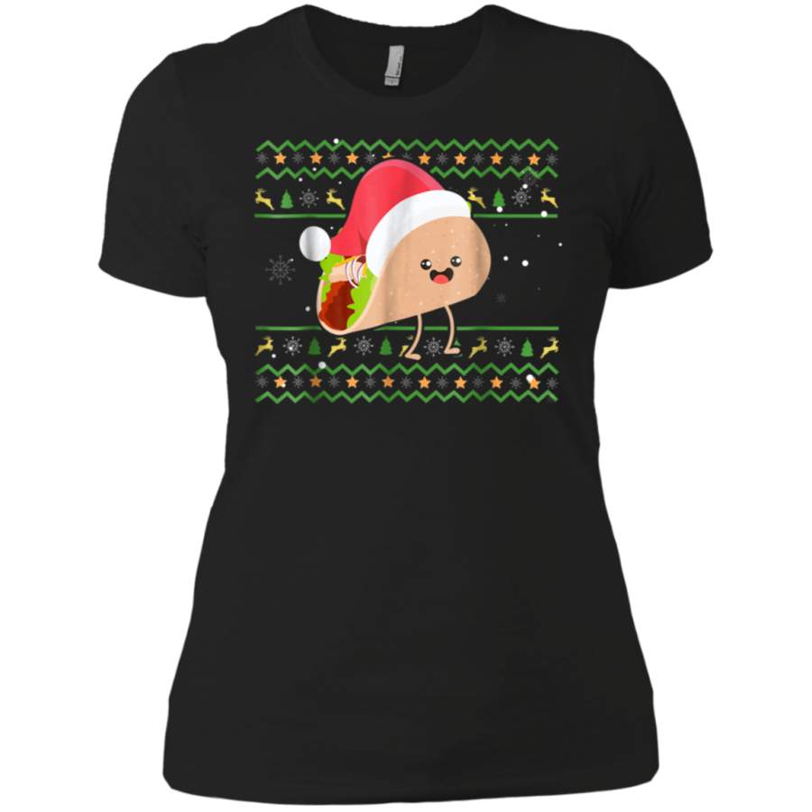 TACO Santa Hat Ugly Christmas shirt Ladies’ Boyfriend Shirt