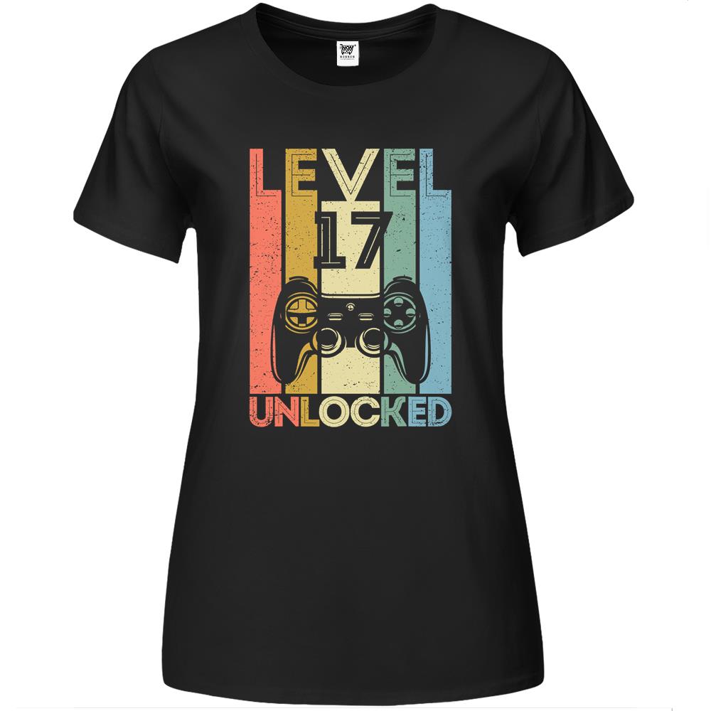 Level 17 Unlocked Funny Video Gamer 17Th Birthday Gift Premium Womens T Shirts